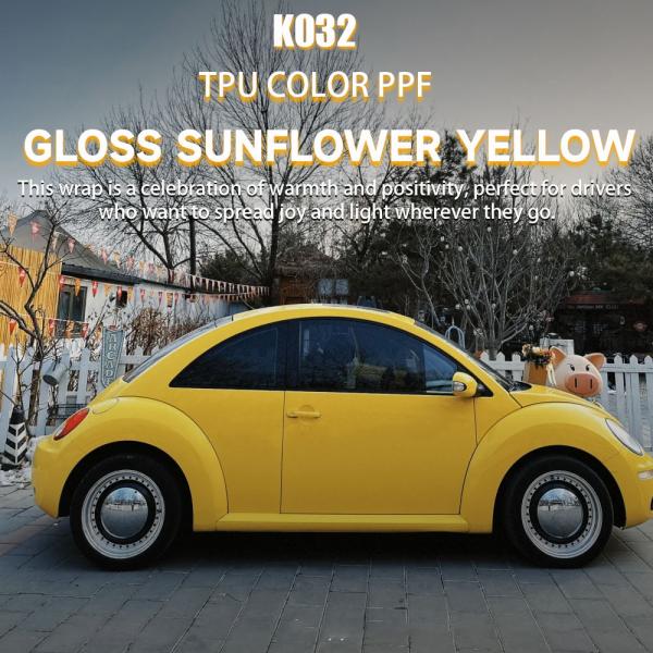 K032 Gloss Sunflower Yellow TPU Color Car Paint Protection Film Vinyl Wrapping