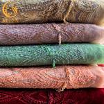 Purple 3D Beads Wedding Lace Fabrics Multicolor 91.44cm Length With Sequins