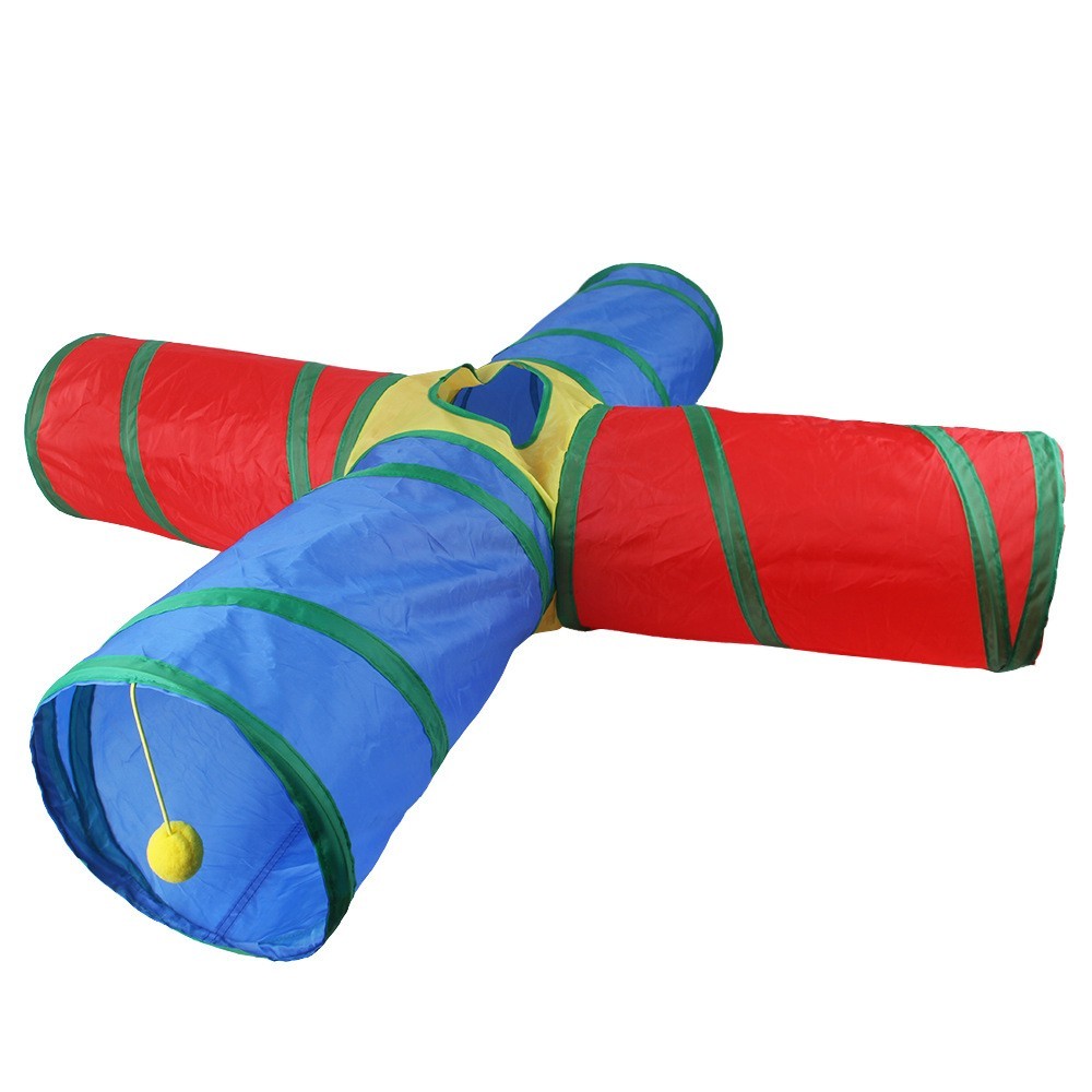 Pet Cat Tunnel Cat Rainbow Three-Way Interactive Cat Toy Drill Bucket Folding Cat Toy