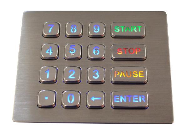 Quality 16 Keys IP67 Panel Mount Keypad Backlit Customized Stainless Steel Keypad for sale