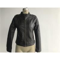 Buy cheap Dark Brown Color Ladies PU Jacket With Epaulets On Shoulder LEDO1719 product