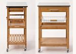 Wooden Kitchen Food Tray Trolley Cart with Wheels Prices Bamboo Home Furniture