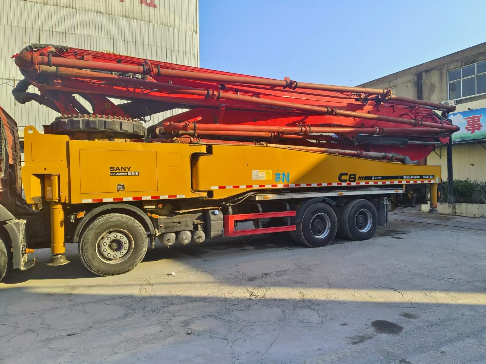 SYM5446THB 2020 Used Truck-Mounted Concrete Pump Stable Condition Cylinder Type