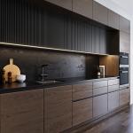 Modular Modern Kitchen Black Melamine Kitchen Cupboards Lacquer Painting Kitchen