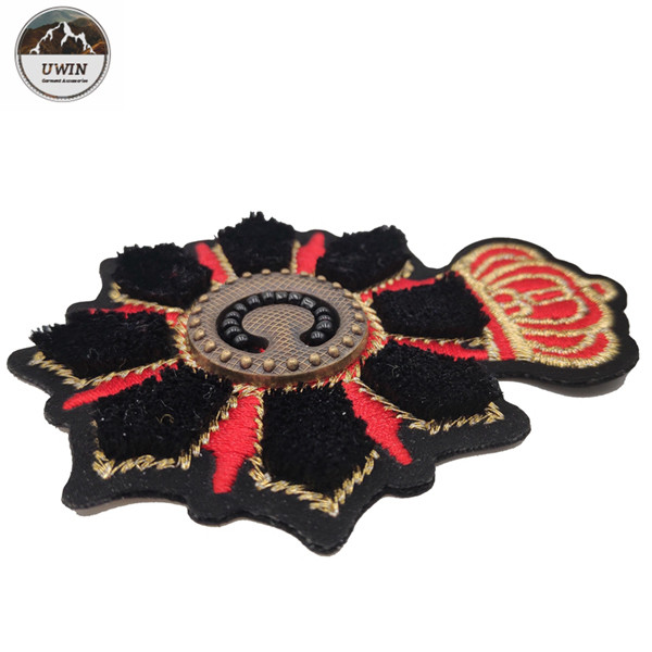 Handmade 3D Embroidery Patches Red / Black Customized Logo For Gifts / Collection