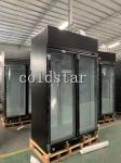 Two Doors Glass Door Vertical Upright Chiller Display Deep Freezer Price For