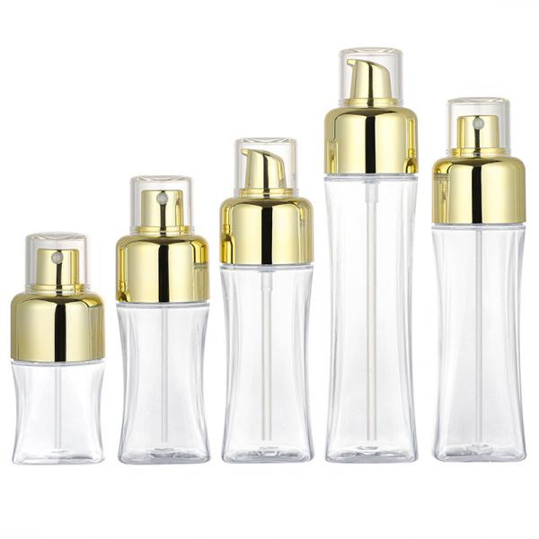 Buy cheap 50ml 150ml Plastic Cosmetic Spray Bottle Golden Press Fine Mist Pump Sprayer from wholesalers