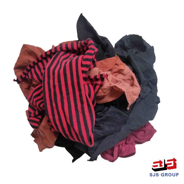Quality Garment Cutting Clips Textile Waste Cotton Dark Color T Shirt Cleaning Cloth Industrial Wiping Rags for sale