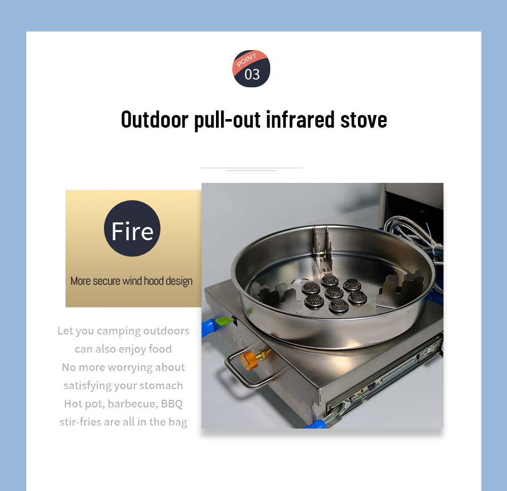 JP Portable stainless steel pull out gas stove for outdoor kitchen