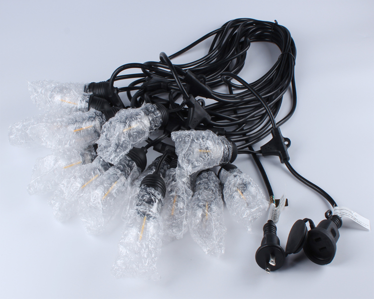 IP65 15M LED S14 String Lights Waterproof E27 Warm LED Retro Edison Filament Bulb Outdoor Street Garden Patio Festoon Lighting
