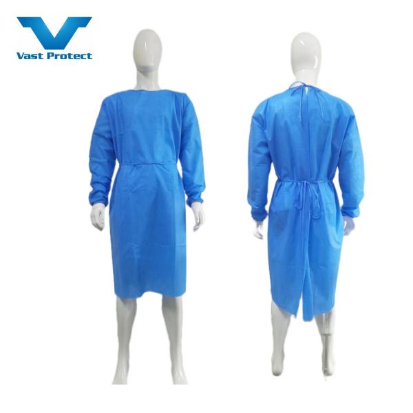 Buy cheap Blue Disposable Surgical Gown VASTPROTECT-501 45GSM Isolation Hypoallergenic Comfort Back Closure Blue 120*140cm from wholesalers