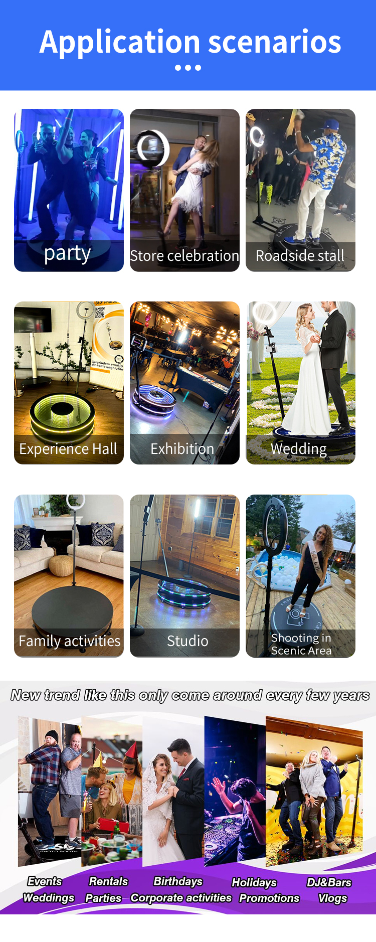 360 Degree Portable Photo Booth Camera with Free Accessories and 500KG Load-Bearing