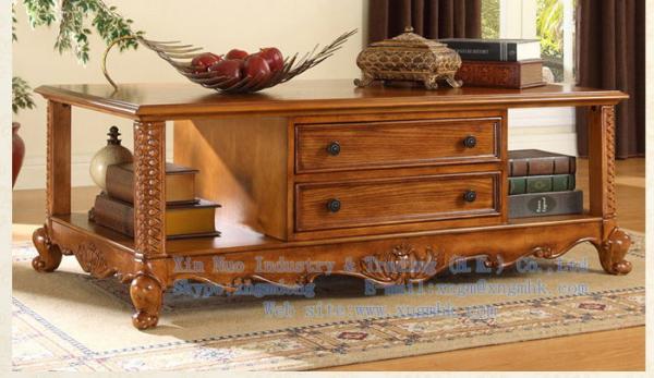 Buy cheap Wooden living room furniture, wooden carved rectangular coffee table from wholesalers