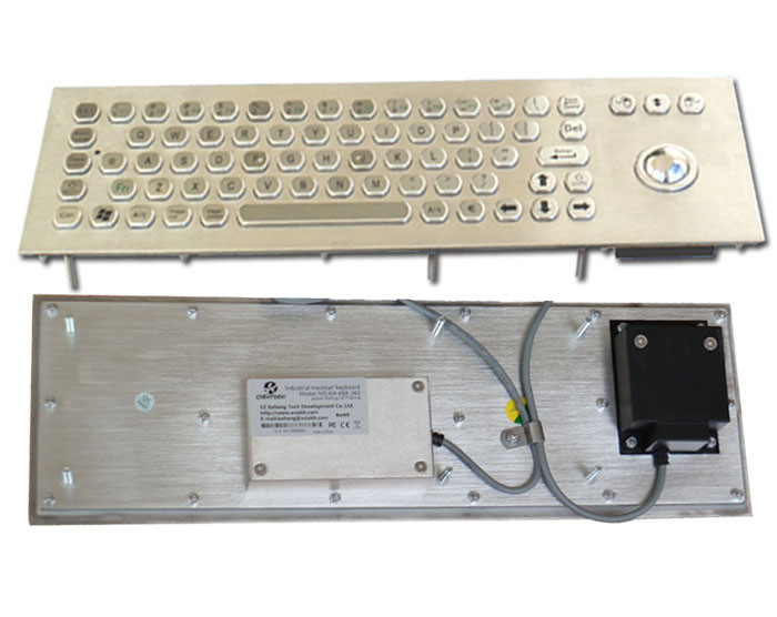 Kiosk Self - Service Terminal Metallic Industrial Keyboard with Trackball , USB