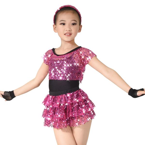 Children Girls Dance Outfit Sequin Jazz Dance Clothes Sleeveless With Tank Top