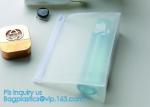Eco-friendly Red Clear Slider Zipper PVC Cosmetic Make Up Bikini Bag, pvc zipper