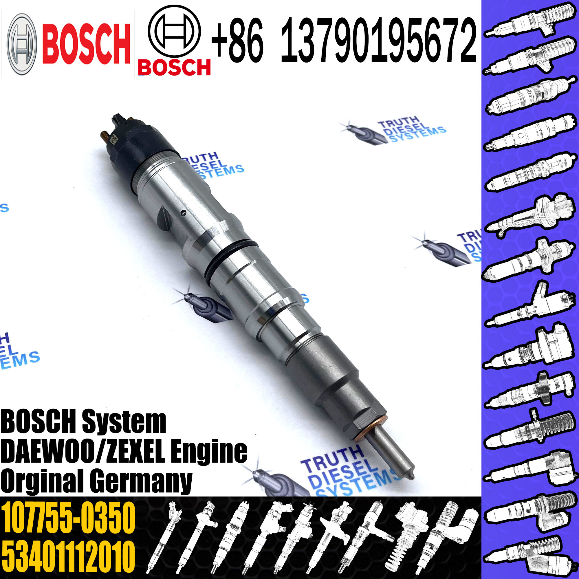 Diesel engine Fuel Injector parts Common Rail Injector 0445120040 for DAEWOO DOOSAN 107755-0350