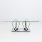 Rectangle Glass Top Home Coffee Table With Stainless Steel Leg