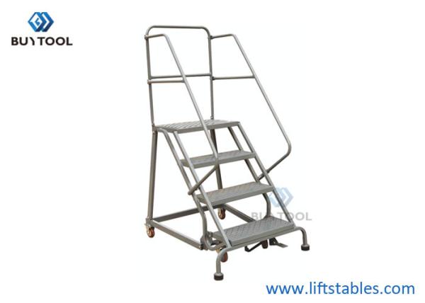 Buy cheap 150kg 130 Kg 4 Step Industrial Step Ladder Steel Rolling Ladder For Building Construction 8 Feet 10 Feet from wholesalers