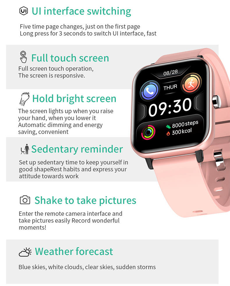 180mAh Bluetooth IOT Devices Fitness Smartwatch BT Music Calories Burn For Workout