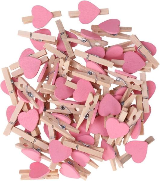 Buy cheap Mini Wooden Clips Clothespins Crafts with Hearts for Wedding Party Valentines Day Decoration Photo Wood Clip Pink Clothespin from wholesalers