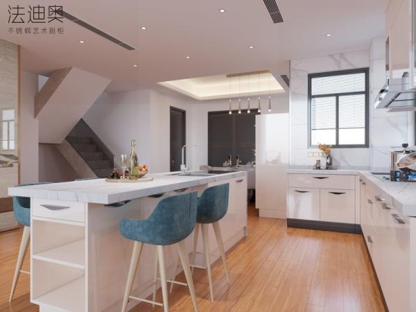 Buy cheap L-Shaped Stainless Steel Kitchen Cabinet With Functional Island from wholesalers