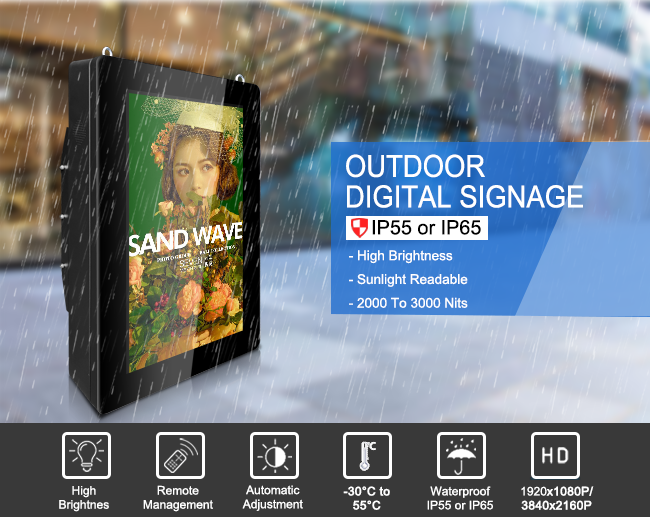 21.5" 32" 43" 49" 55" 65" Outdoor Digital Display Screen Vertical or Horizontal Mounted