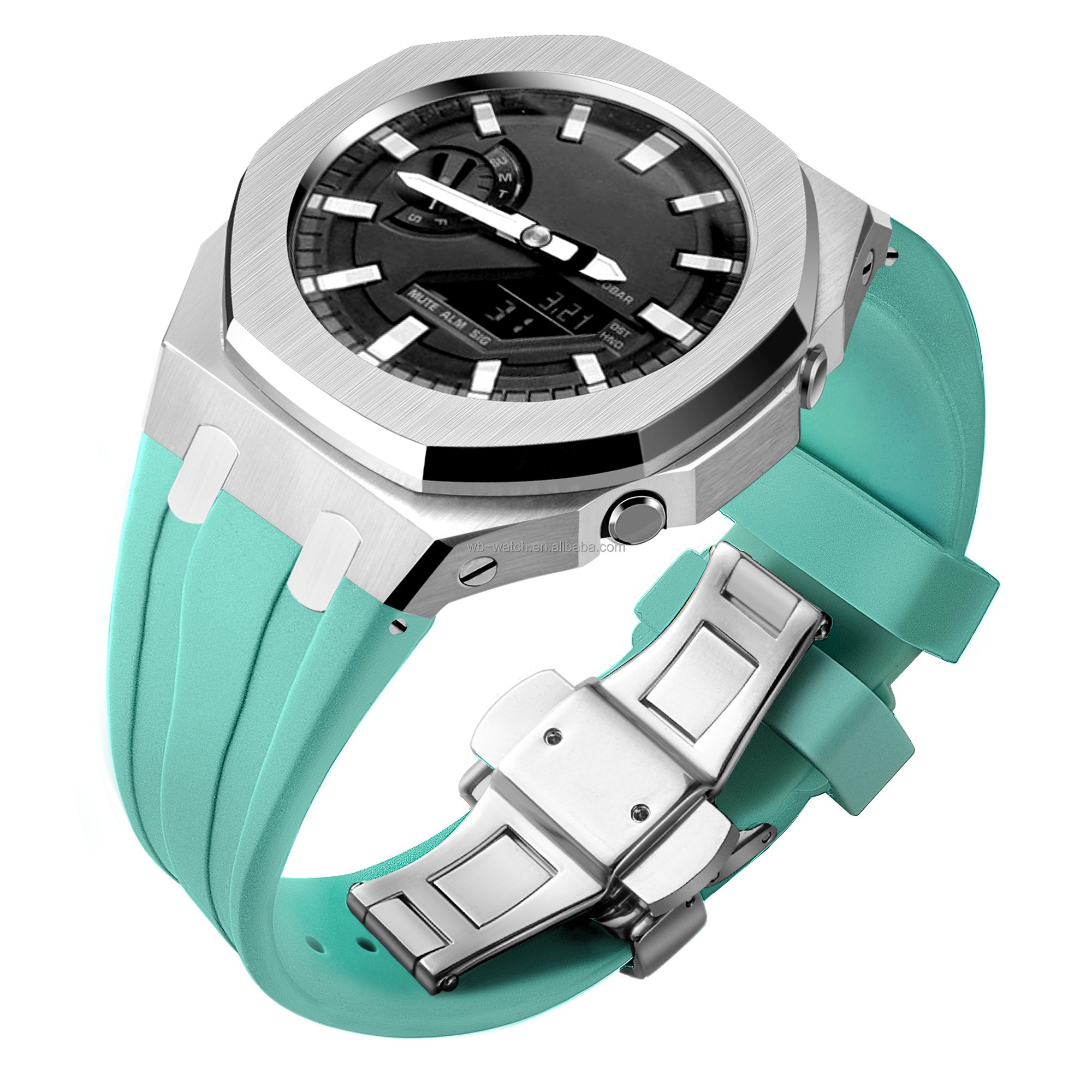 Casio Watch Modified Case Stainless Steel Band and Metal Bezel for G Shock Ga2100