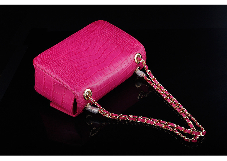 Luxury Genuine Crocodile Belly Skin Gold Hardware Lady Evening Flap Purse Alligator Leather Women Single Shoulder Bag