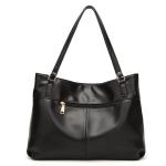 Soft Leather Shoulder Handbags , Leather Black Handbags With Long Shoulder