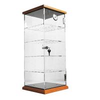Buy cheap Acrylic Cigarette Display Case Stands Wood Base Locking 4 Shelves Tobacco Store product