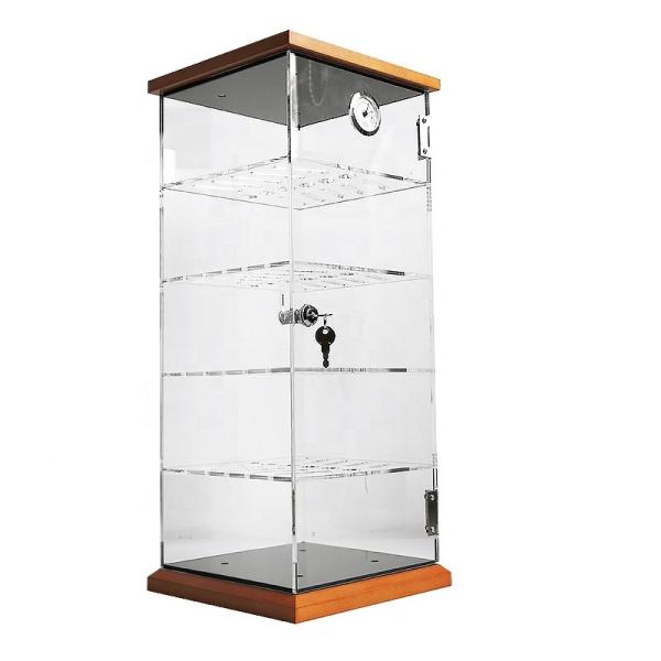 Buy cheap Acrylic Cigarette Display Case Stands Wood Base Locking 4 Shelves Tobacco Store from wholesalers