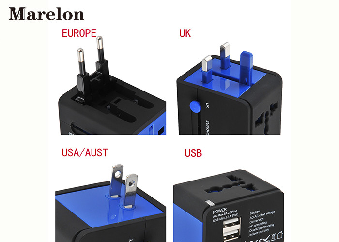 Global Travel Power Adapter, Dual USB Travel Adapter Built In 6A Fuse Safeguard Devices for Corporate Gifts