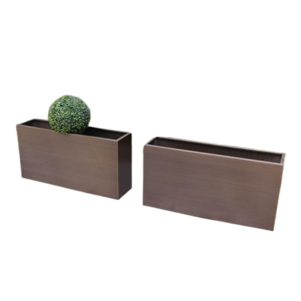 Buy cheap Black metal planters large outdoor rectangle flower pot for sale from wholesalers
