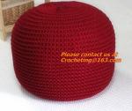hand made orange, white, black, color crochet knit pouf crochet knit Ottoman