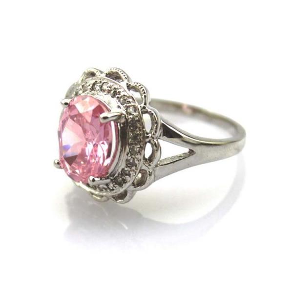 Buy cheap Fashion Jewelry 8mmx10mm Oval Cut Pink Cubic Zircon 925 Silver Ring(R19) from wholesalers
