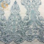 Customized Embroidered Mesh Lace Fabric Sequins Decoration For Women Dress