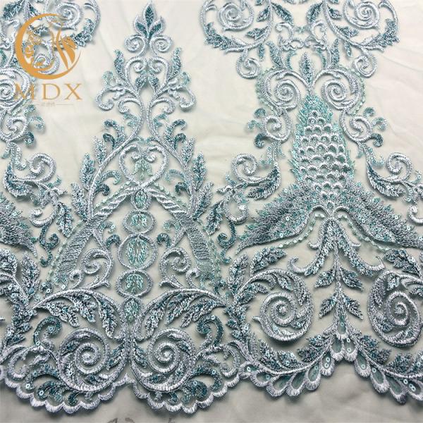 Buy cheap Customized Embroidered Mesh Lace Fabric Sequins Decoration For Women Dress from wholesalers