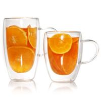 Buy cheap Customized Double Wall Glass Juice Latte Cup 450ml 600ml product