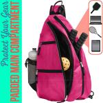 Unisex Tennis Racket Bag Multi Pocket Polyester Black Crossbody Bag