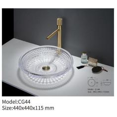 Buy cheap Vessel Shape Luxury Crystal Glass Basin Sink Counter Top Round for Bathroom from wholesalers