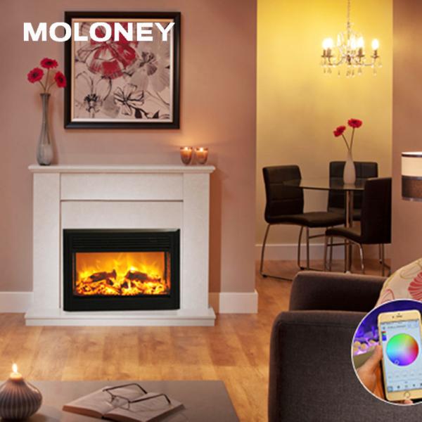 Buy cheap 30"/770mm Electric Fireplace Heater Small Bevelled Edge Simulated Wood Flame LED Light from wholesalers