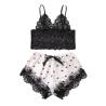 Buy cheap 2 Pieces Sweet Heart Print Sexy Underwear Lace Short Sleeve Satin Sexy Lingerie Suit from wholesalers