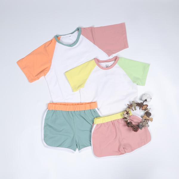 Buy cheap Organic Cotton Unisex Child Street Wear Color Block Biker Short Set from wholesalers