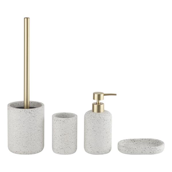 Buy cheap Four Piece Set Terrazzo Bathroom Accessories Set Round Terrazzo Toothbrush Holder Cream Color from wholesalers