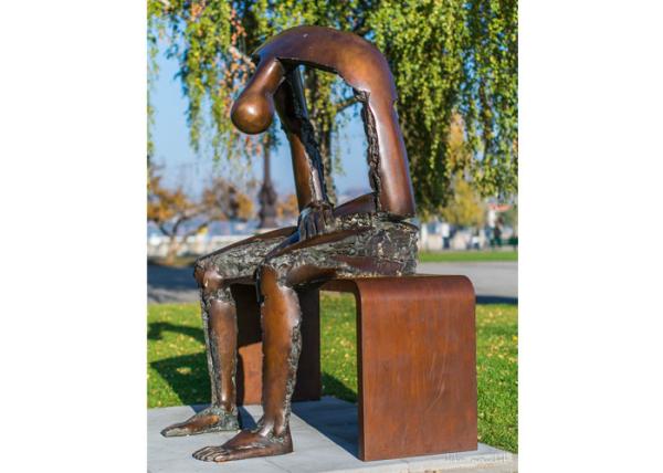 Buy cheap Life Size Casting Bronze Man Sitting On Bench Statue from wholesalers