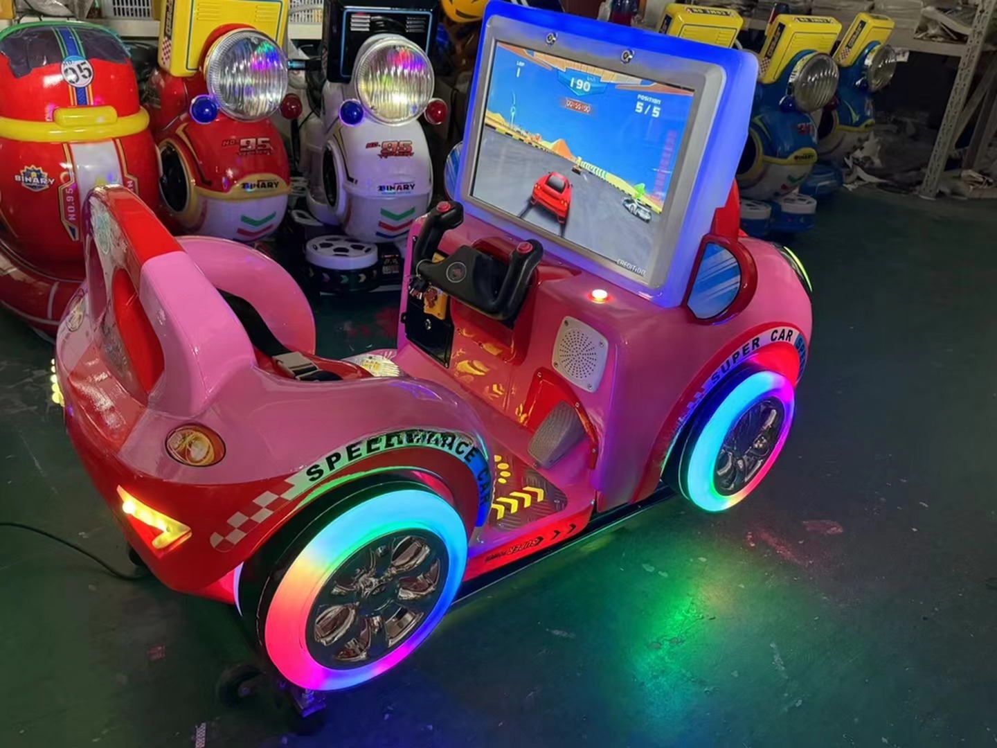 Dreamland 2024 new 3D interactive go kart MP5 kiddie rides high-definition children's coin operated car rocking machine