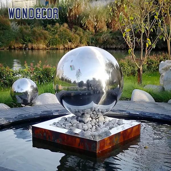 Buy cheap Large Forged Metal Stainless Steel Garden Sculptures Geometric Spherical Fountain from wholesalers