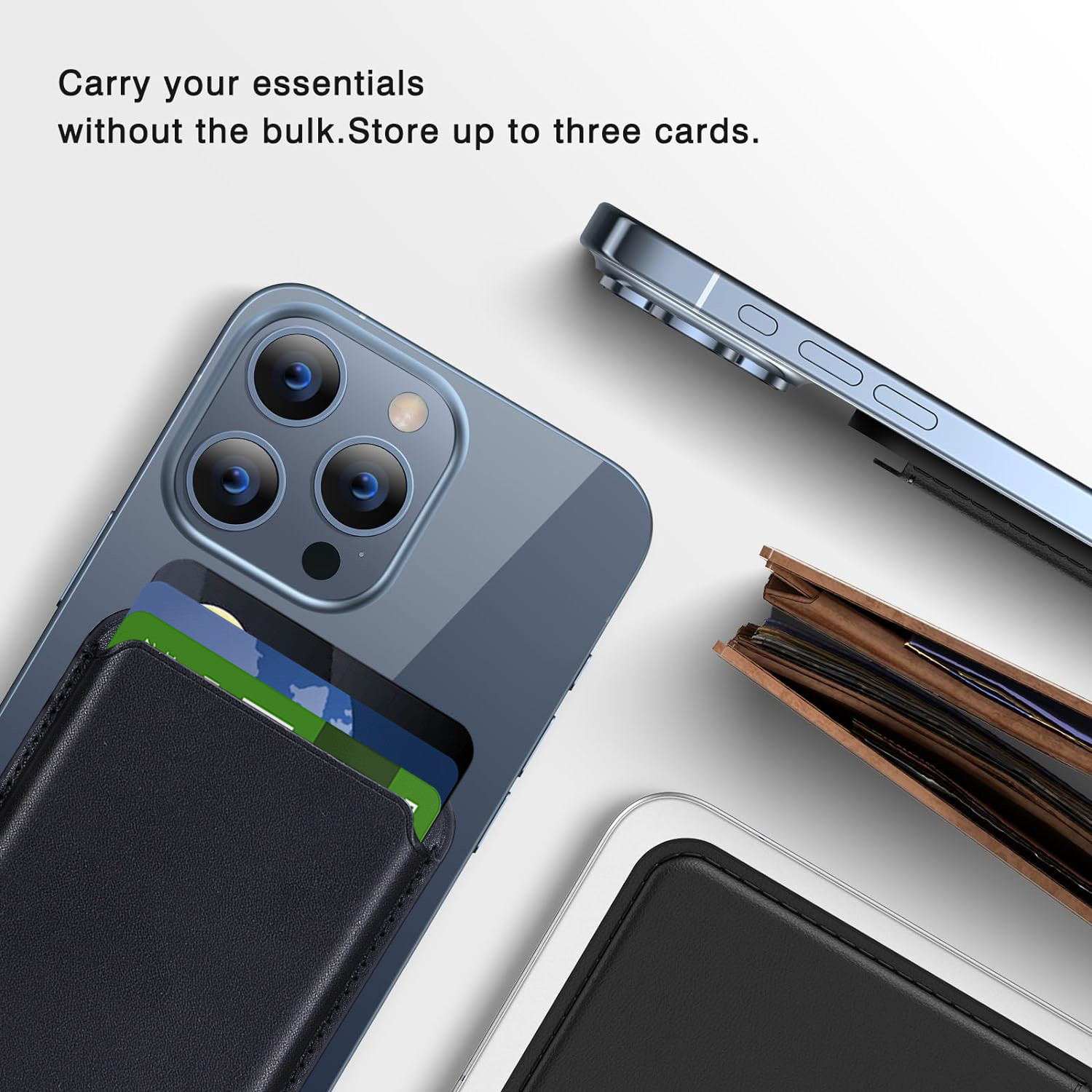 Premium PU Leather Magnet MagSafe Wallet RFID Blocking For IPhone