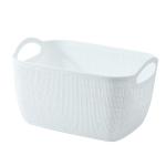 Sustainable Grey Plastic Basket For Clothes Storage Save Space